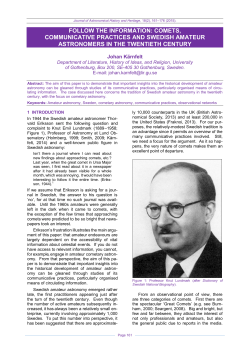 comets, communicative practices and swedish amateur astronomers