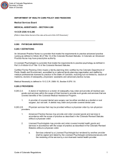 Code of Colorado Regulations - Colorado Secretary of State