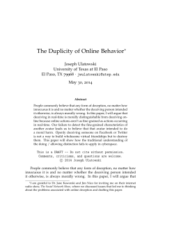 The Duplicity of Online Behavior
