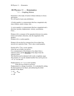 IB Physics 11 &mdash; Kinematics