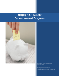 401(k) NAF Benefit Enhancement Program