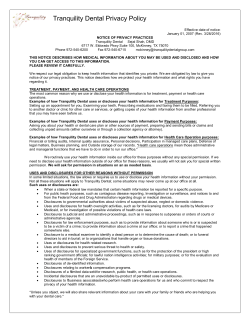 Tranquility Dental Privacy Policy