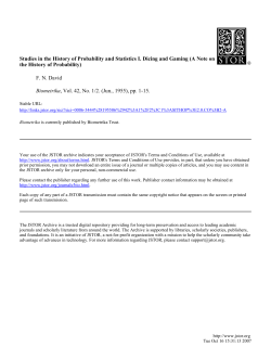 Studies in the History of Probability and Statistics I. Dicing