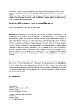 Sentiment Resources: Lexicons and Datasets