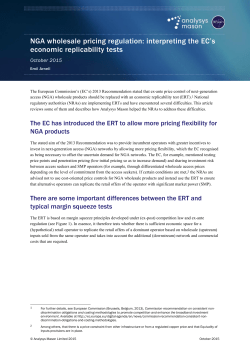 NGA wholesale pricing regulation: interpreting the EC`s