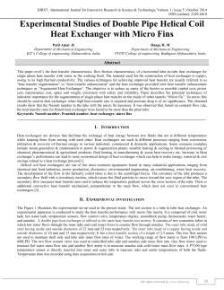 Experimental Studies of Double Pipe Helical Coil Heat Exchanger