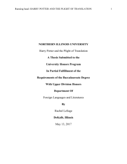 NORTHERN ILLINOIS UNIVERSITY Harry Potter and the Plight of