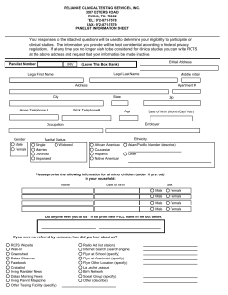 to the RCTS Application for Studies