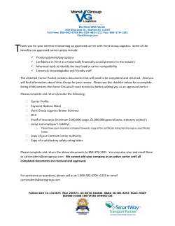 hank you for your interest in becoming an approved carrier with