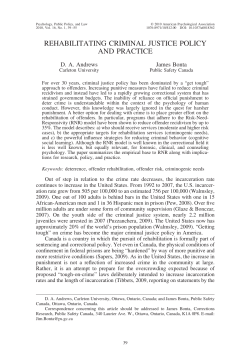 REHABILITATING CRIMINAL JUSTICE POLICY AND PRACTICE