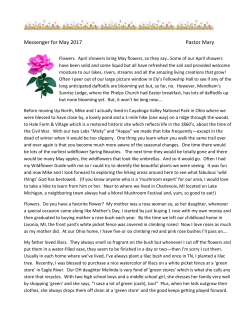 Monthly Newsletter - Ely Memorial Church