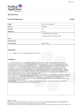 Taq DNA Polymerase A5186 Literature Comment