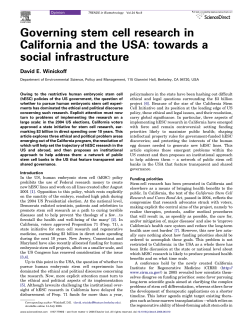 Governing stem cell research in California and the USA: towards a