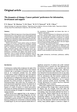 The dynamics of change: Cancer patients` preferences for