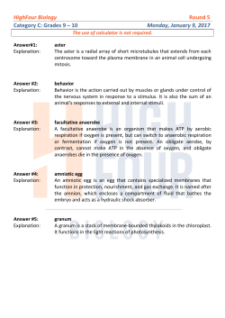 HighFour Biology Round 5 Category C: Grades 9 – 10 Monday