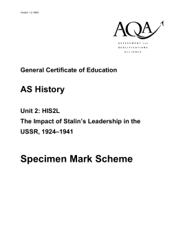 GCE History Unit 2L Specimen Mark Scheme