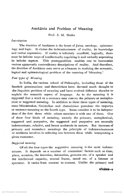 Anekānta and Problem of Meaning