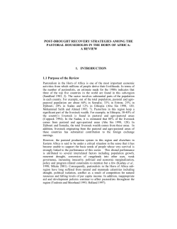 Post Drought recovery strategies among the pastoral households in