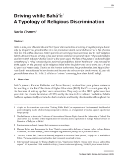 Driving while Bah&aacute;`&iacute;:1 A Typology of Religious Discrimination
