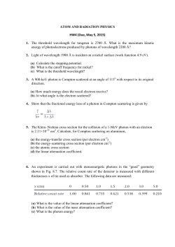 HW4 (Due, May 5, 2015) 1. The threshold wavelength for tungsten is