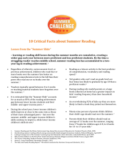 Scholastic`s 10 Critical Facts about Summer Reading