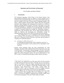 Questions and Word Order in Polynesian - CLAS Users