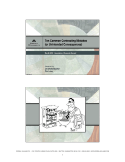 Ten Common Contracting Mistakes (or Unintended Consequences)