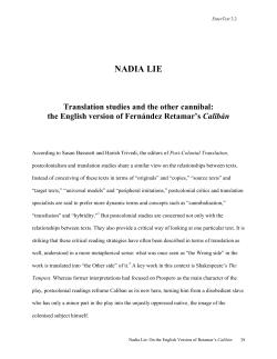 NADIA LIE Translation studies and the other cannibal: the English