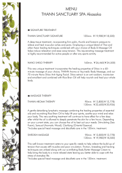 MENU THANN SANCTUARY SPA Akasaka