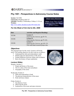 Phy 1001 - Perspectives in Astronomy Course Notes