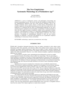 The New Empiricism: Systematic Musicology in a Postmodern Age[1]