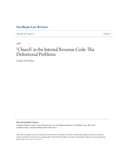 "Church" in the Internal Revenue Code: The Definitional Problems