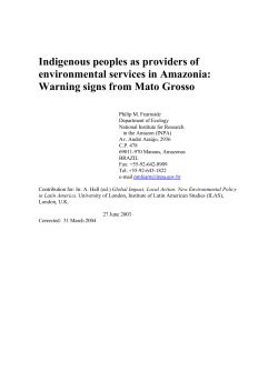 Indigenous peoples as providers of environmental services in