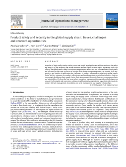 Product safety and security in the global supply chain: Issues