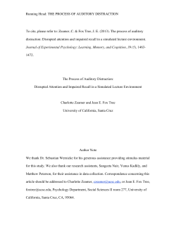 Running Head: THE PROCESS OF AUDITORY DISTRACTION To