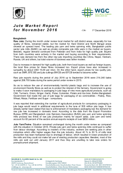 Jute Market Report for November 2016