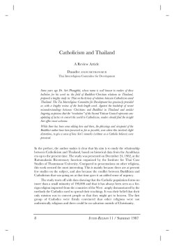 Catholicism and Thailand - Nanzan Institute for Religion and Culture