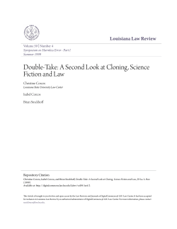 Double-Take: A Second Look at Cloning, Science Fiction and Law