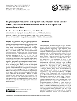 Hygroscopic behavior of atmospherically relevant water