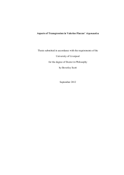 Aspects of Transgression in Valerius Flaccus` Argonautica Thesis