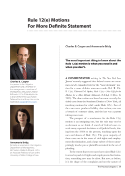 Rule 12(e) Motions For More Definite Statement