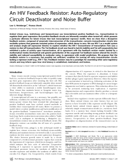An HIV Feedback Resistor: Auto-Regulatory