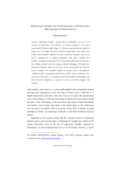 HEIDEGGER, GANDHI, AND THE PARADOXICAL SEARCH FOR A