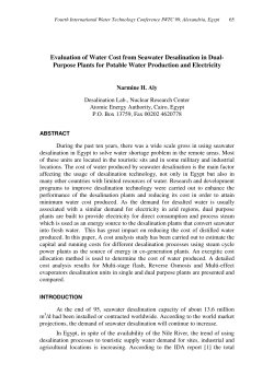 Evaluation of Water Cost from Seawater Desalination in Dual