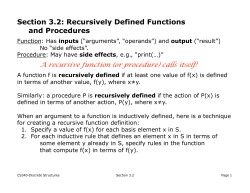 Section 3.2: Recursively Defined Functions and Procedures