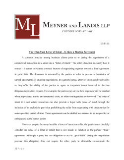 The often used letter of intent
