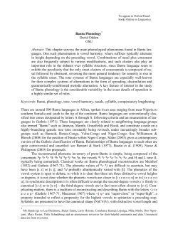 Bantu Phonology - OSU Linguistics