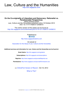 Law, Culture and the Humanities