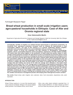 Bread wheat production in small scale irrigation users agro