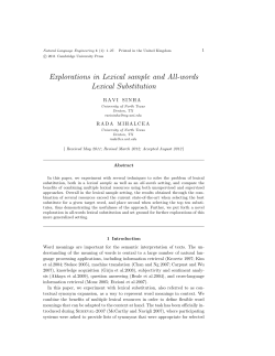 Explorations in Lexical sample and All